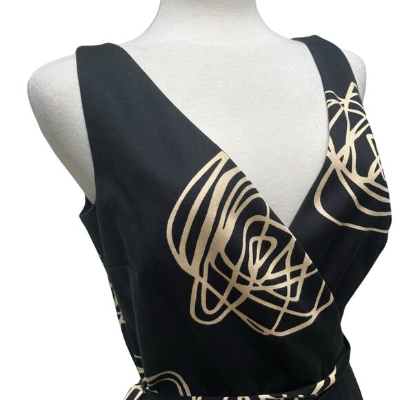David Miester Dress Sz 8 Black Sheath Sleeveless Geometric Print Career Unworn - Picture 3 of 16